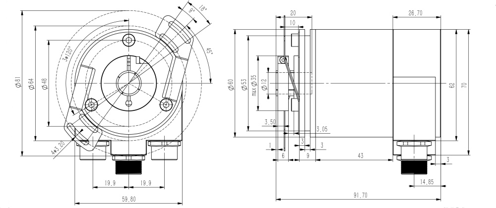 ProfiNet I/O绝对值工业编码器SAS/M58-西威迪